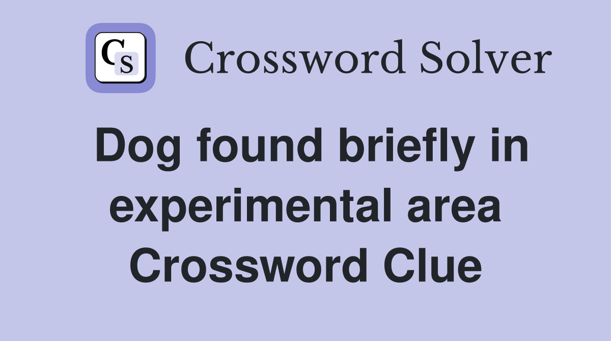 Dog found briefly in experimental area Crossword Clue