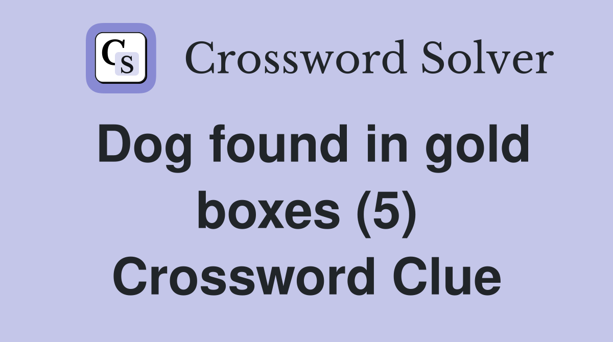 Dog found in gold boxes (5) Crossword Clue