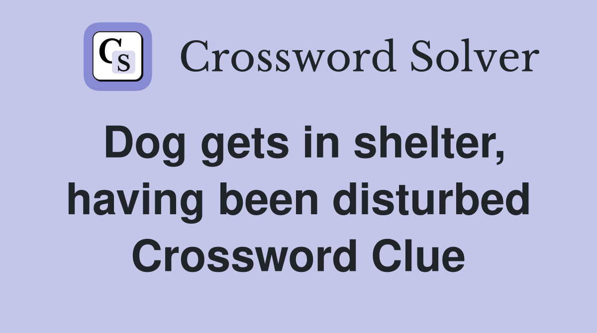 Dog gets in shelter, having been disturbed Crossword Clue