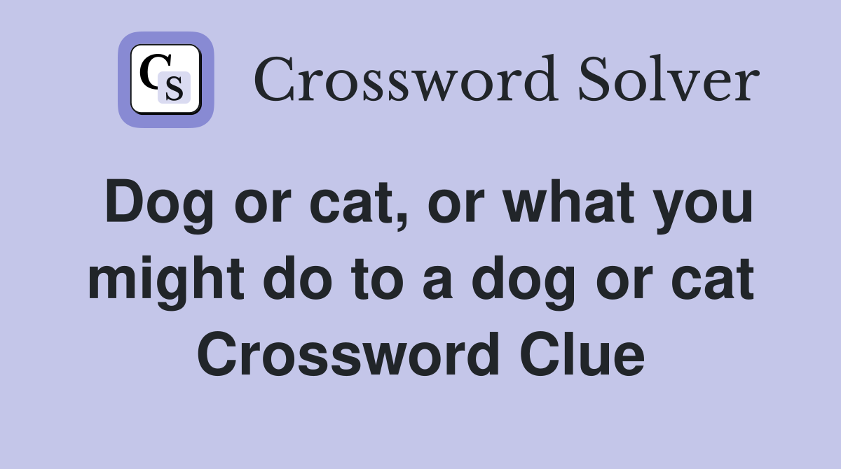 Dog or cat, or what you might do to a dog or cat Crossword Clue