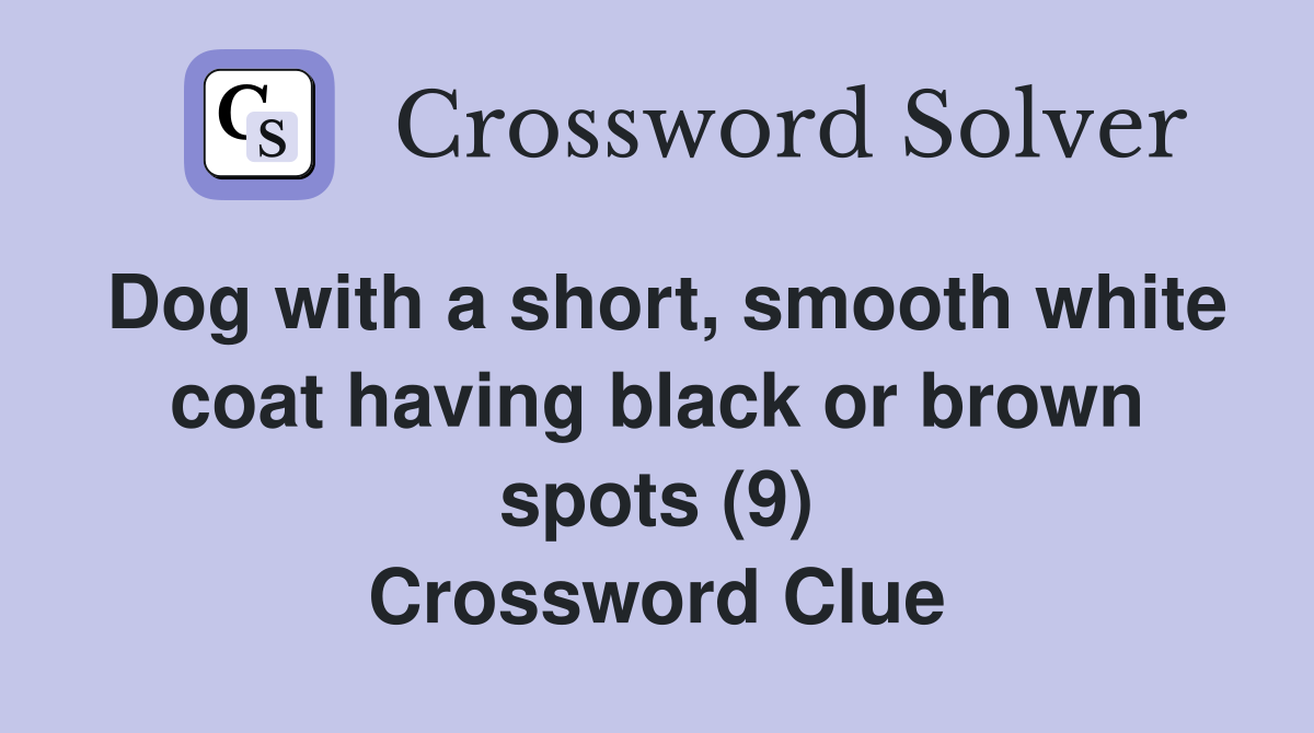 Dog with a short, smooth white coat having black or brown spots (9) Crossword Clue