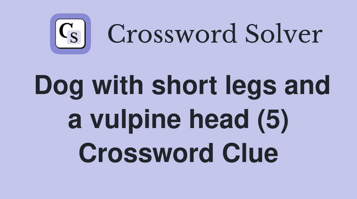 Dog with short legs and a vulpine head (5) Crossword Clue