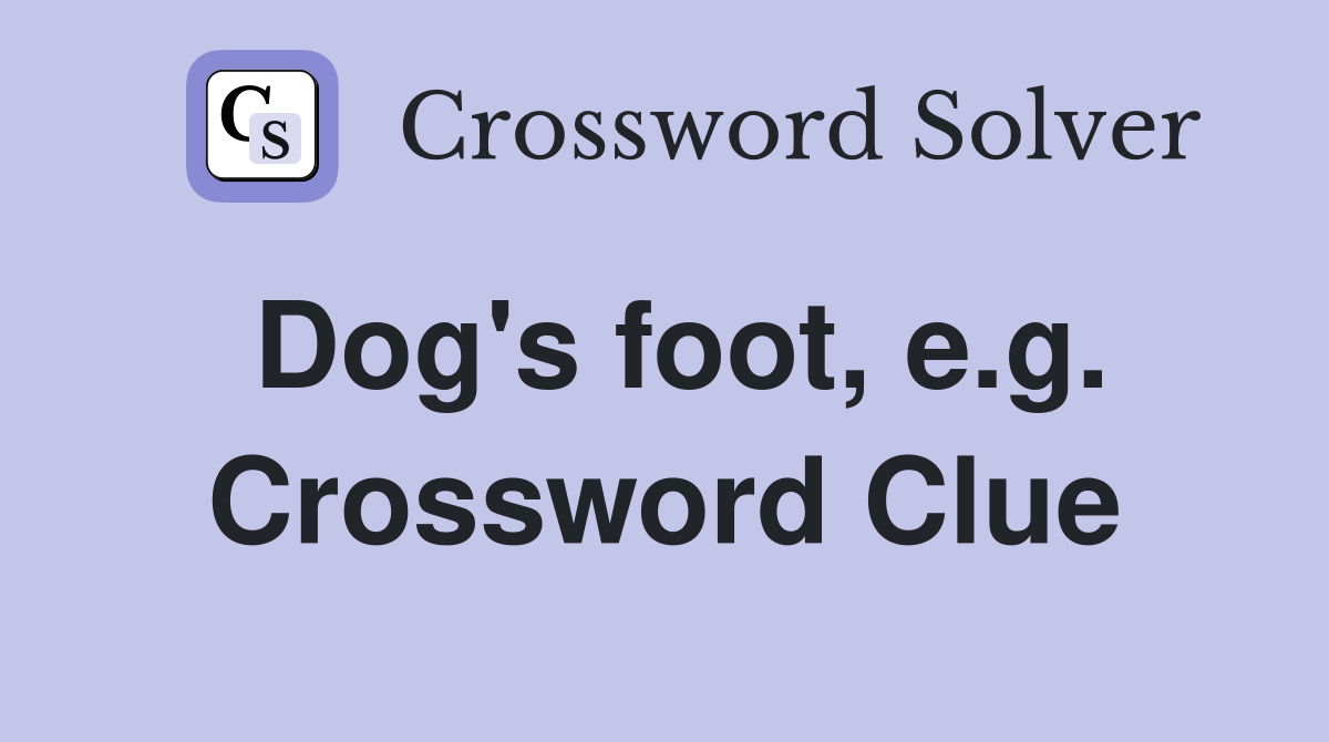 Dog's foot, e.g. Crossword Clue