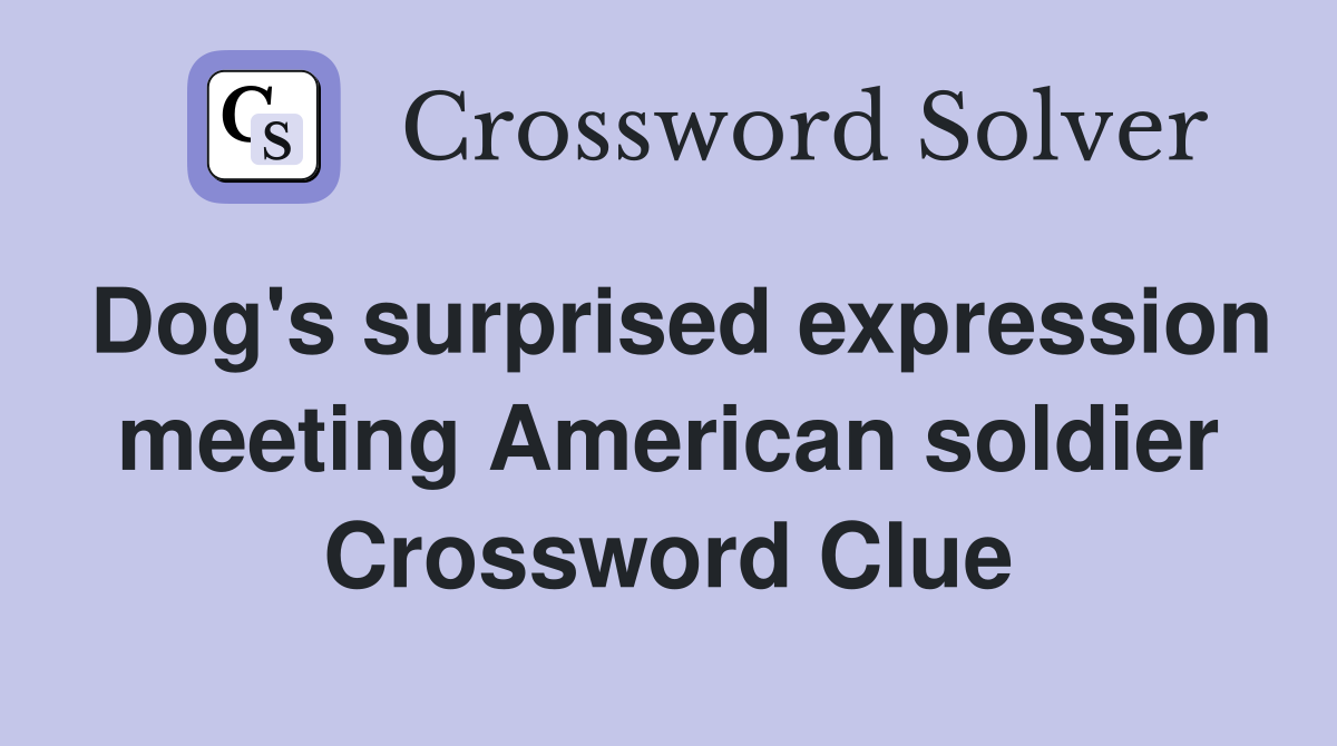 Dog's surprised expression meeting American soldier Crossword Clue