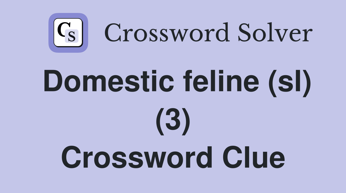 Domestic feline (sl) (3) Crossword Clue