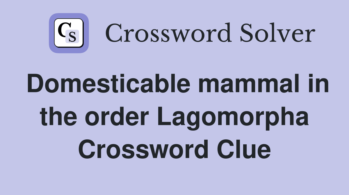 Domesticable mammal in the order Lagomorpha Crossword Clue