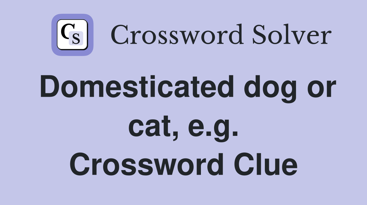 Domesticated dog or cat, e.g. Crossword Clue