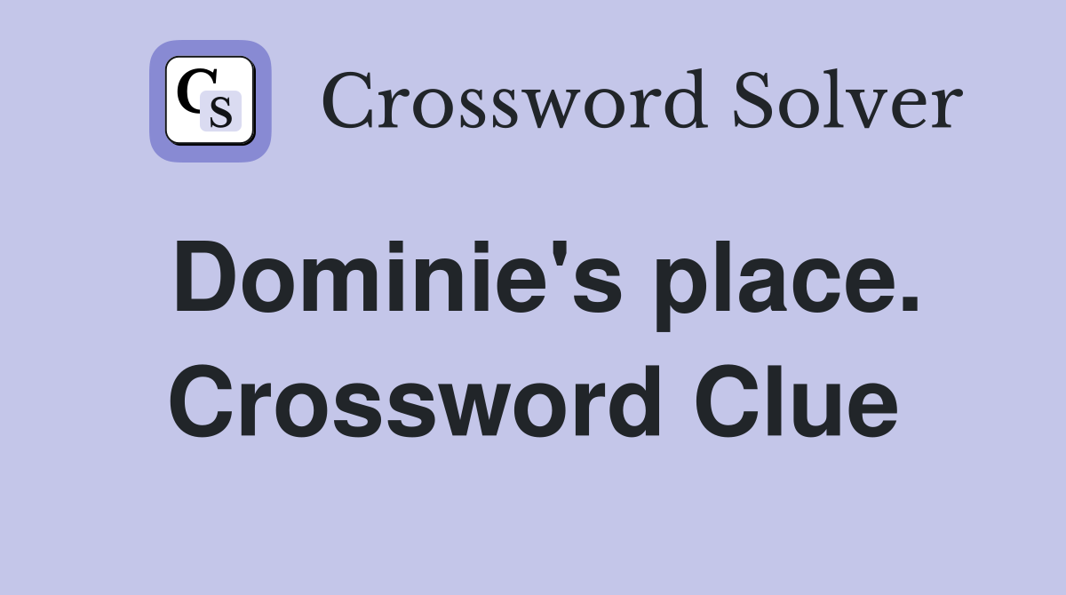 Dominie's place. Crossword Clue