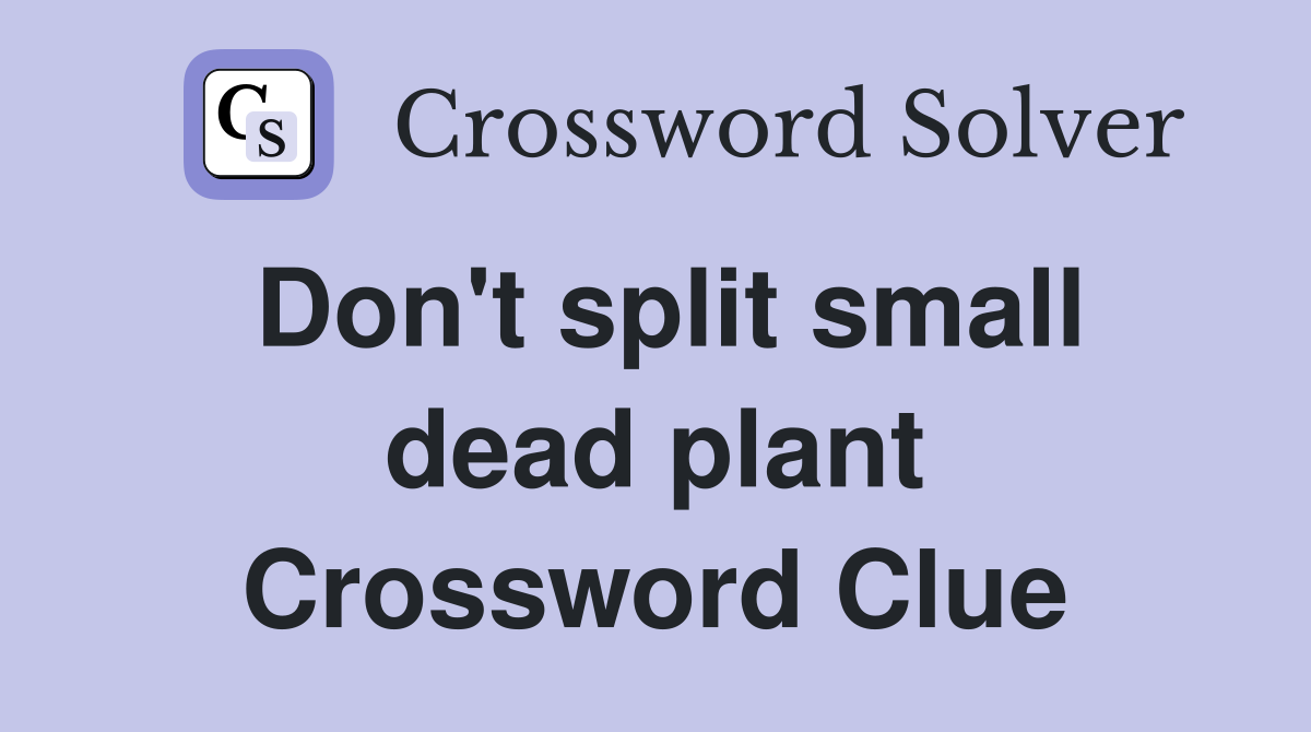 Don't split small dead plant Crossword Clue