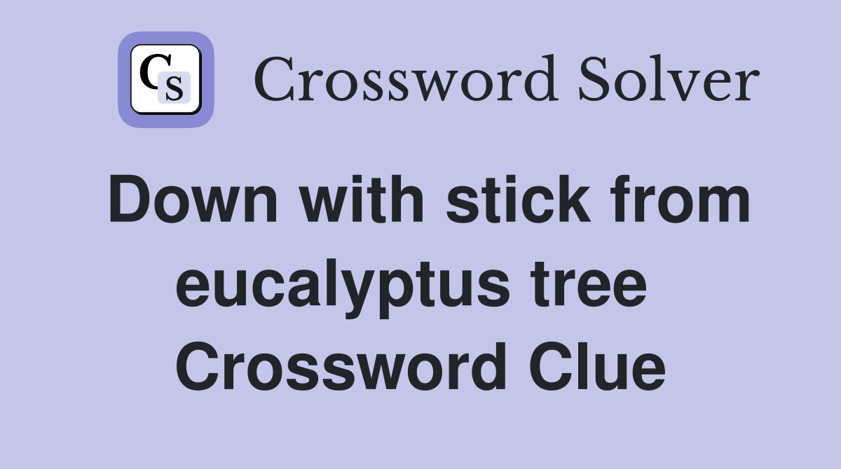 Down with stick from eucalyptus tree  Crossword Clue
