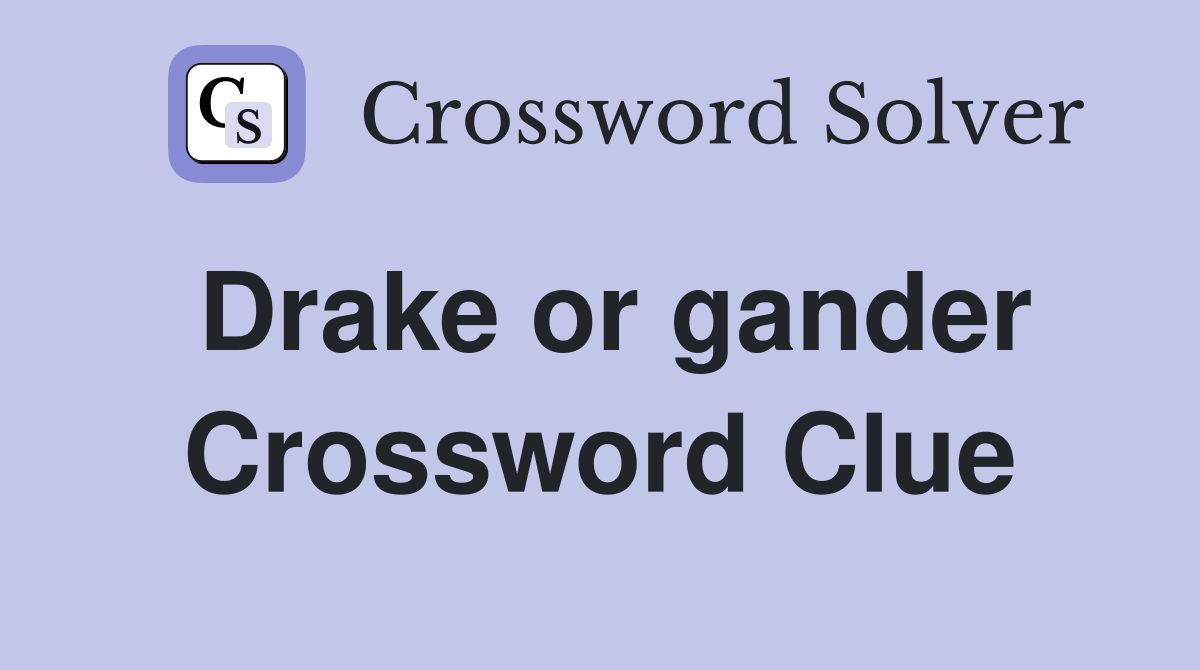 Drake or gander Crossword Clue