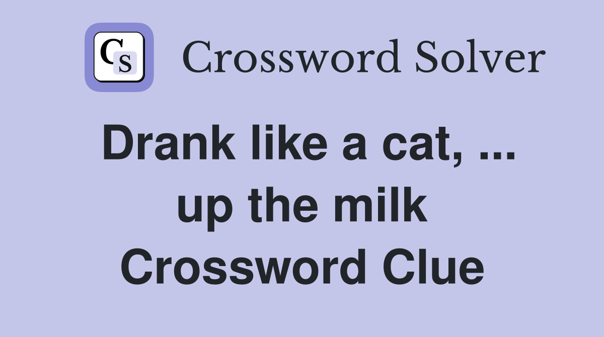 Drank like a cat, ... up the milk Crossword Clue