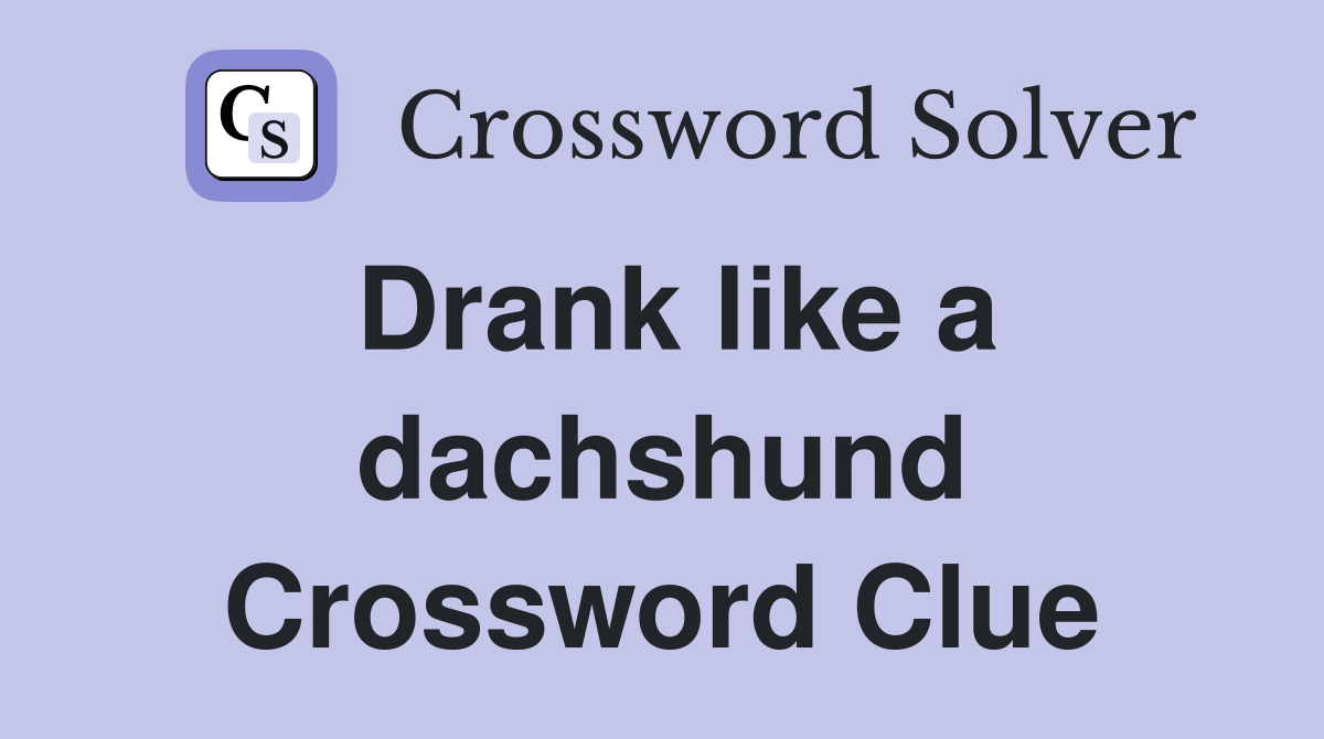 Drank like a dachshund Crossword Clue
