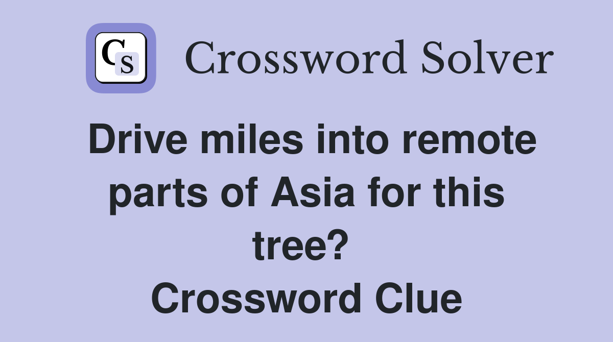 Drive miles into remote parts of Asia for this tree?  Crossword Clue