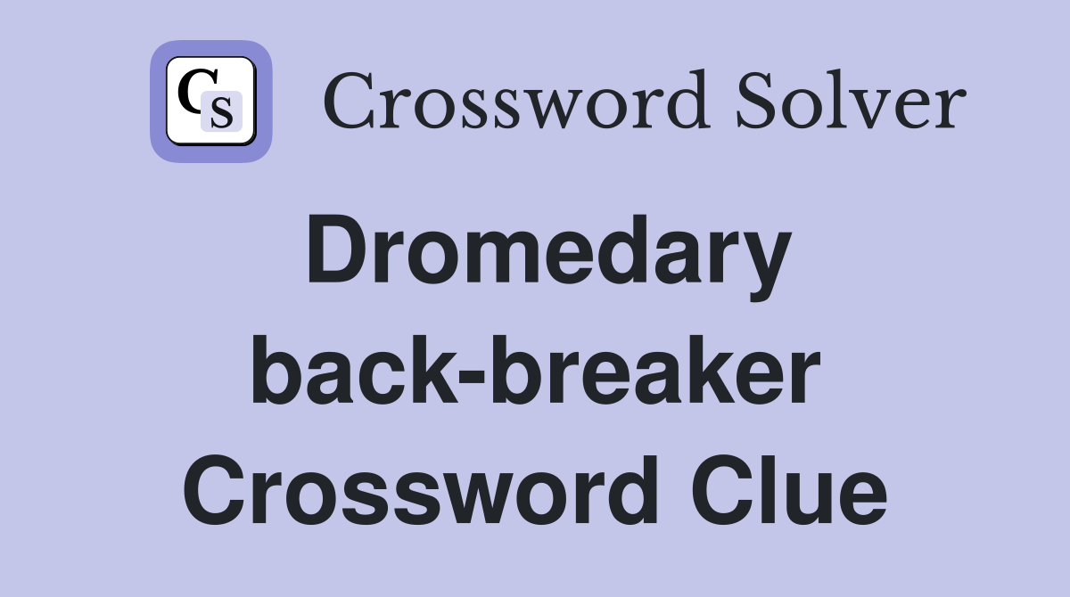 Dromedary back-breaker Crossword Clue