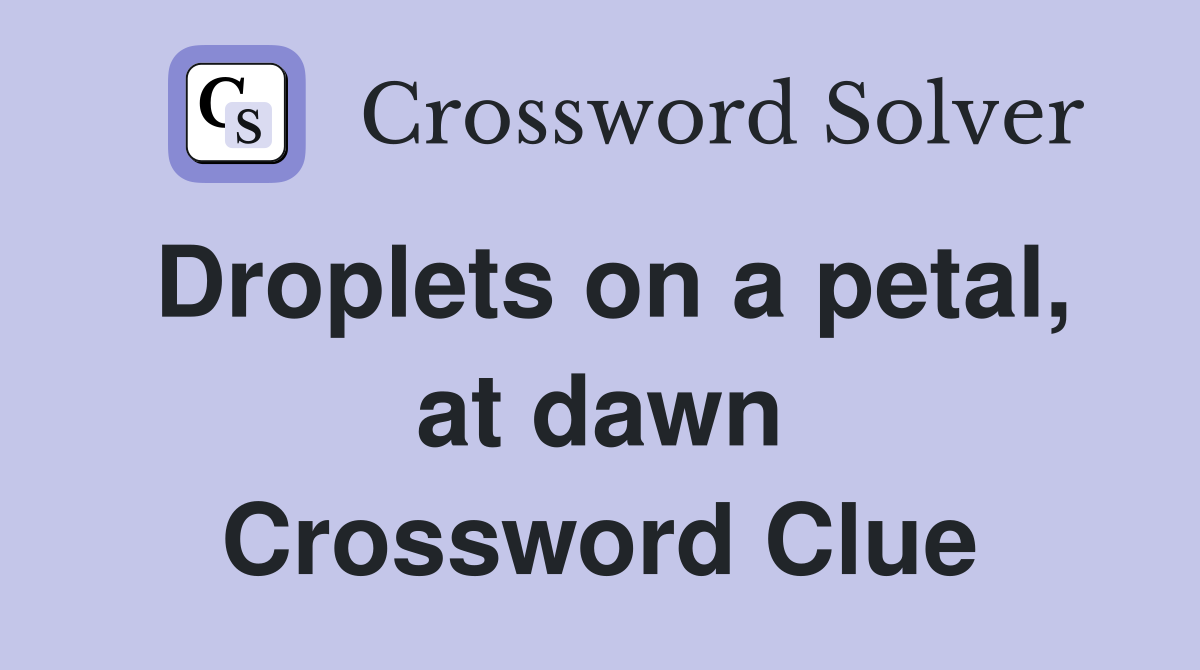 Droplets on a petal, at dawn Crossword Clue