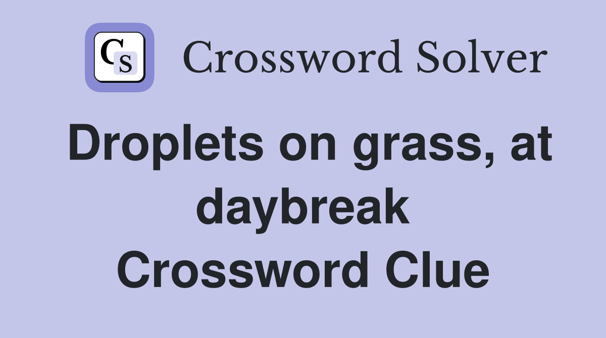 Droplets on grass, at daybreak Crossword Clue
