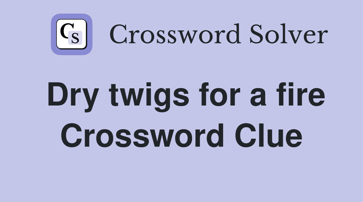 Dry twigs for a fire Crossword Clue
