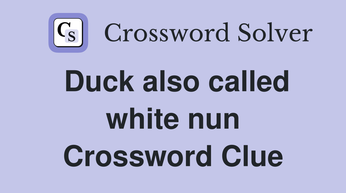 Duck also called white nun Crossword Clue