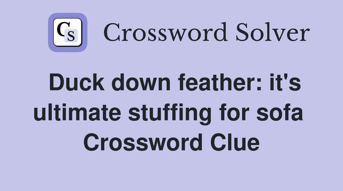 Duck down feather: it's ultimate stuffing for sofa  Crossword Clue