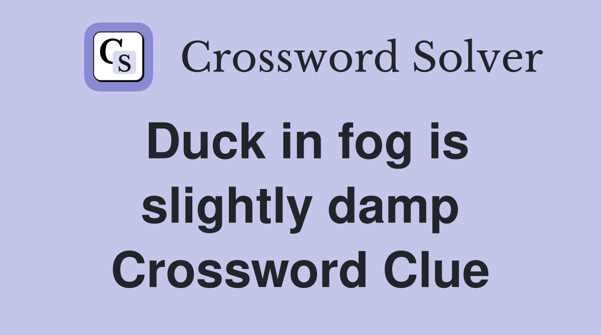 Duck in fog is slightly damp Crossword Clue
