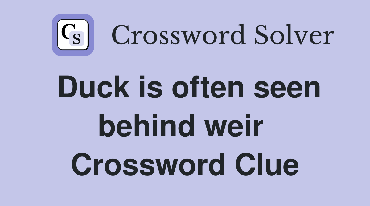 Duck is often seen behind weir  Crossword Clue