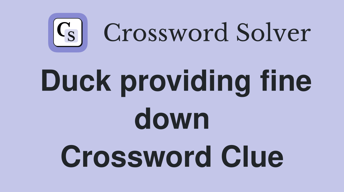 Duck providing fine down Crossword Clue