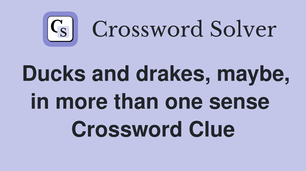 Ducks and drakes, maybe, in more than one sense  Crossword Clue
