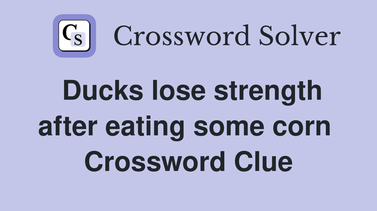 Ducks lose strength after eating some corn  Crossword Clue