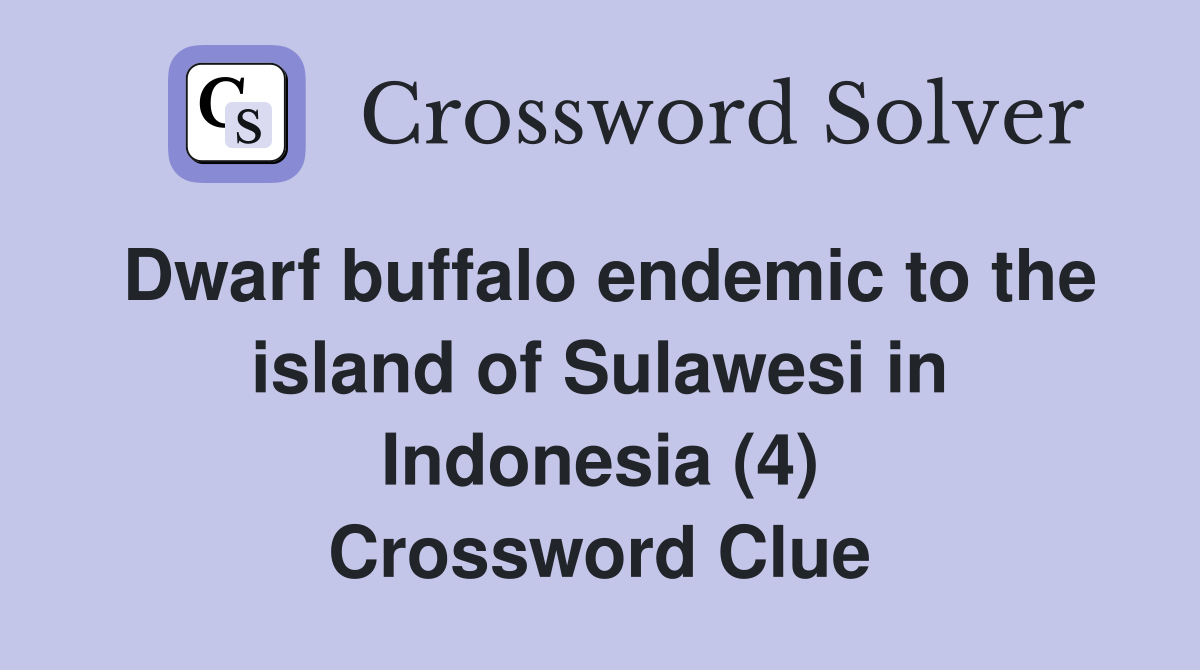 Dwarf buffalo endemic to the island of Sulawesi in Indonesia (4) Crossword Clue