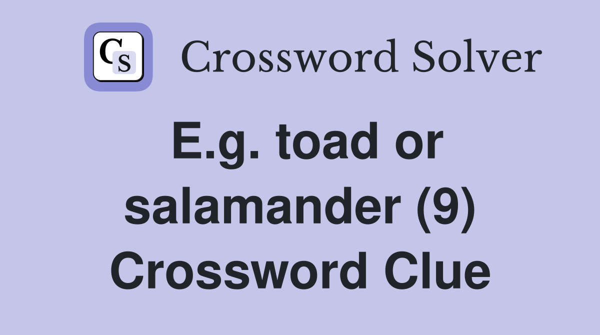 E.g. toad or salamander (9) Crossword Clue