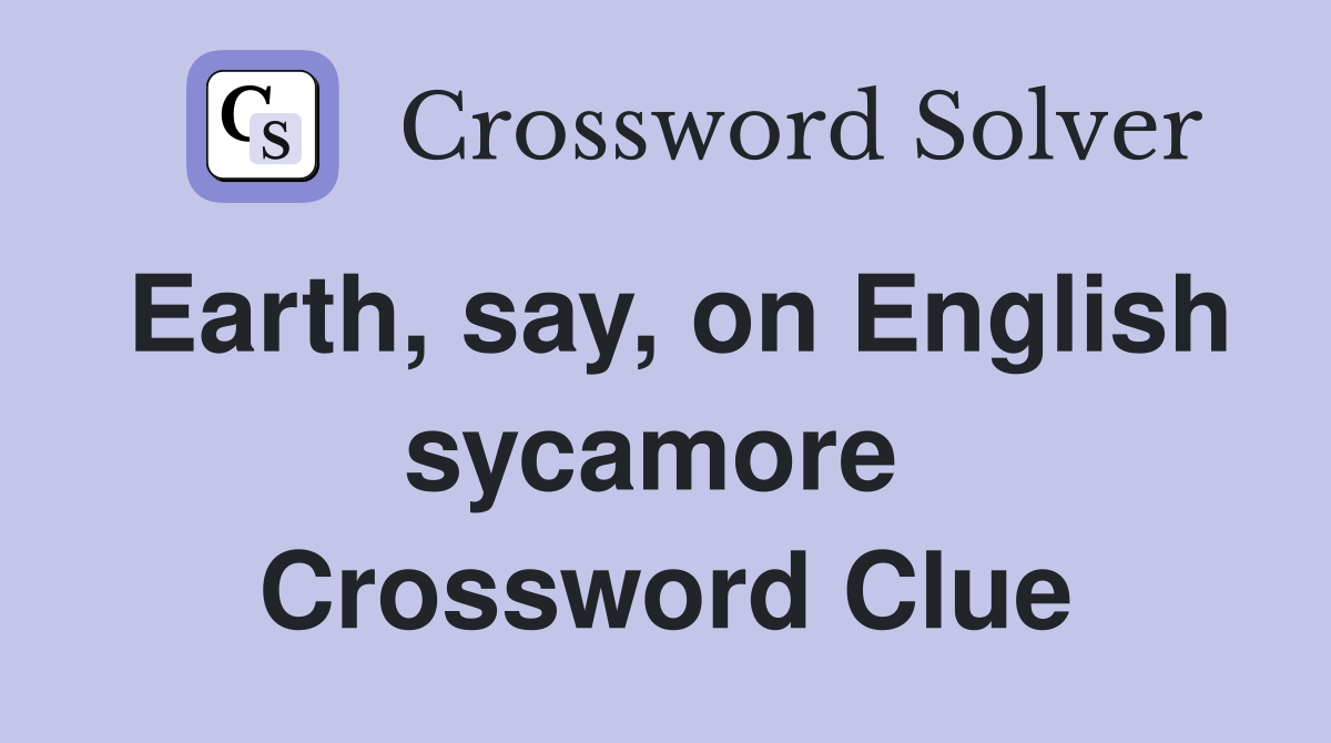 Earth, say, on English sycamore  Crossword Clue