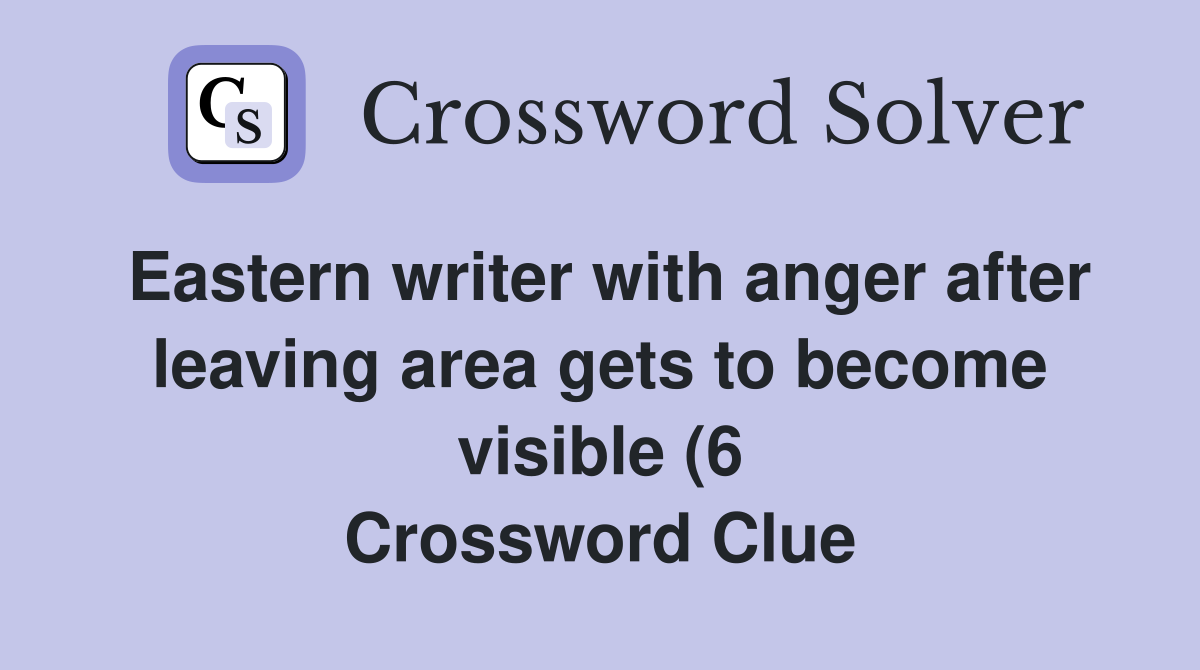 Eastern writer with anger after leaving area gets to become visible (6 Eastern writer with anger after leaving area gets to become visible (6