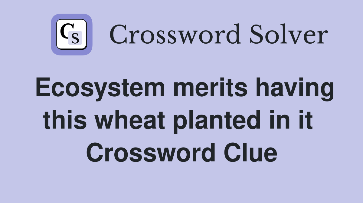 Ecosystem merits having this wheat planted in it  Crossword Clue
