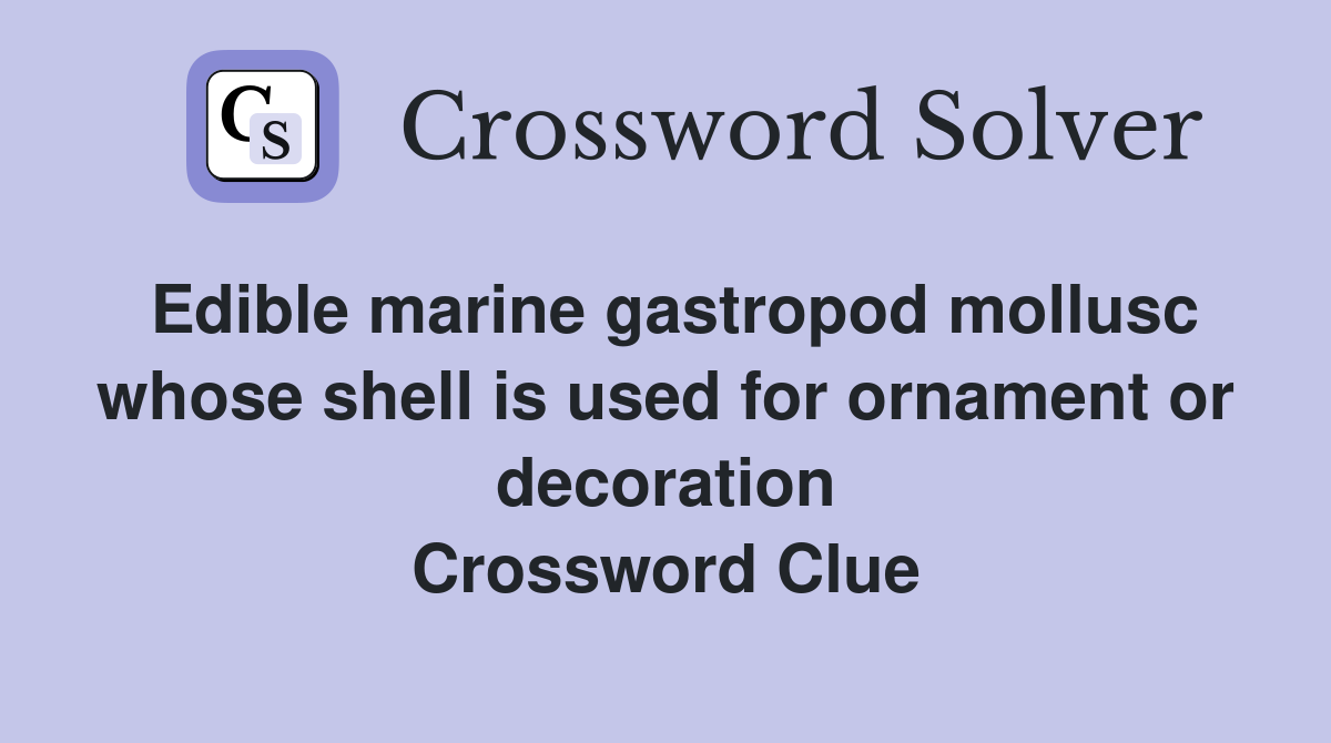Edible marine gastropod mollusc whose shell is used for ornament or decoration Crossword Clue