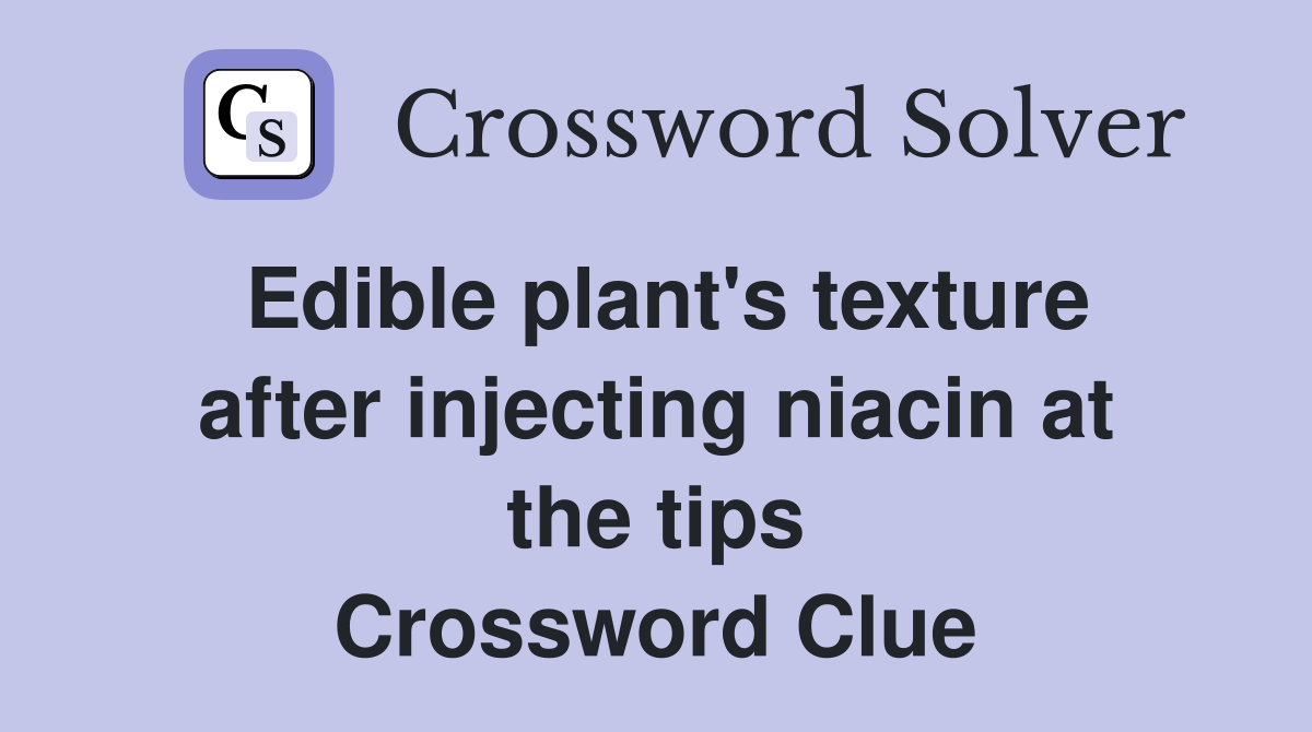 Edible plant's texture after injecting niacin at the tips Crossword Clue