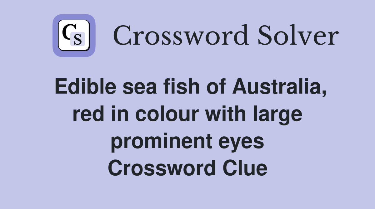 Edible sea fish of Australia, red in colour with large prominent eyes Crossword Clue