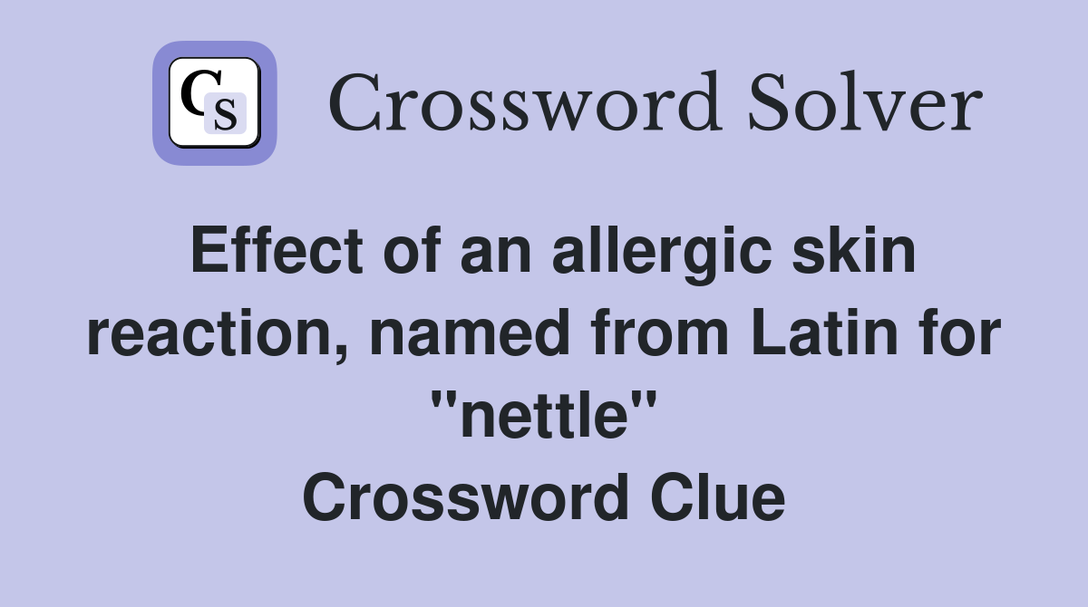 Effect of an allergic skin reaction, named from Latin for "nettle" Crossword Clue