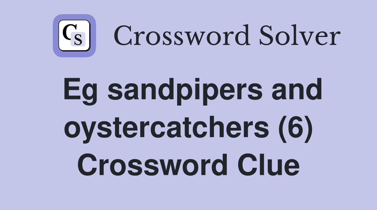 Eg sandpipers and oystercatchers (6) Crossword Clue