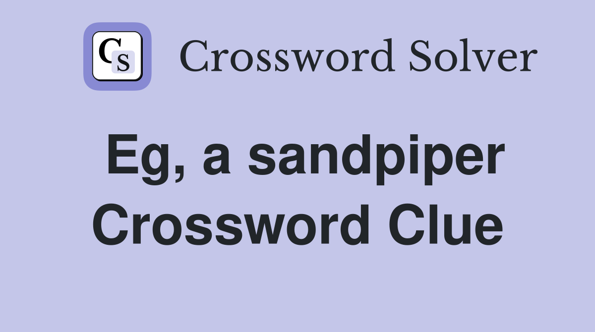 Eg, a sandpiper Crossword Clue