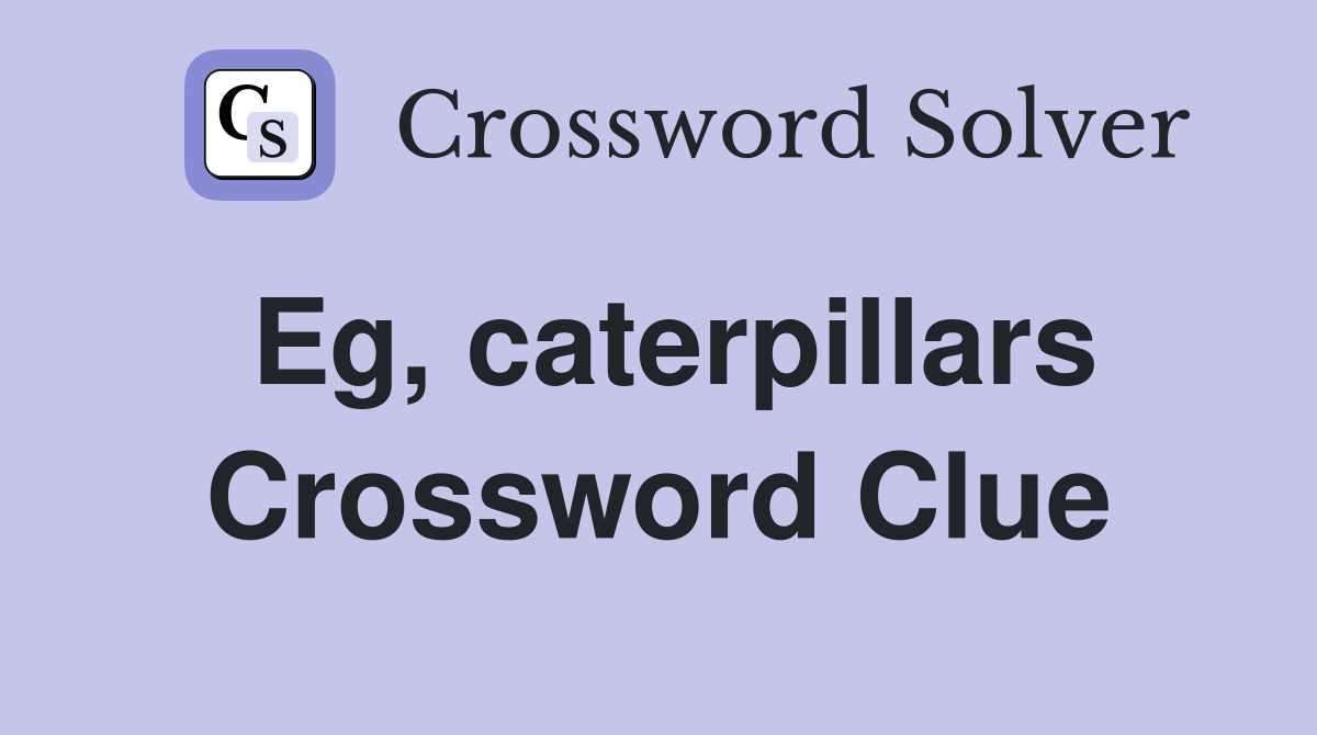 Eg, caterpillars Crossword Clue