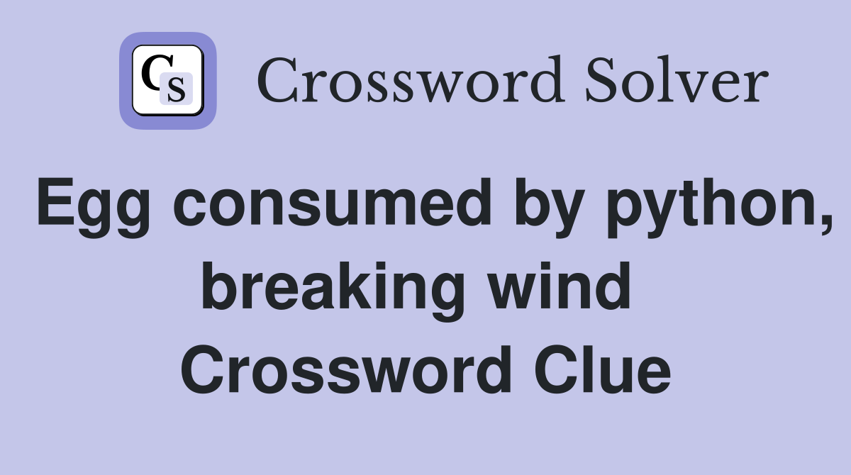 Egg consumed by python, breaking wind  Crossword Clue