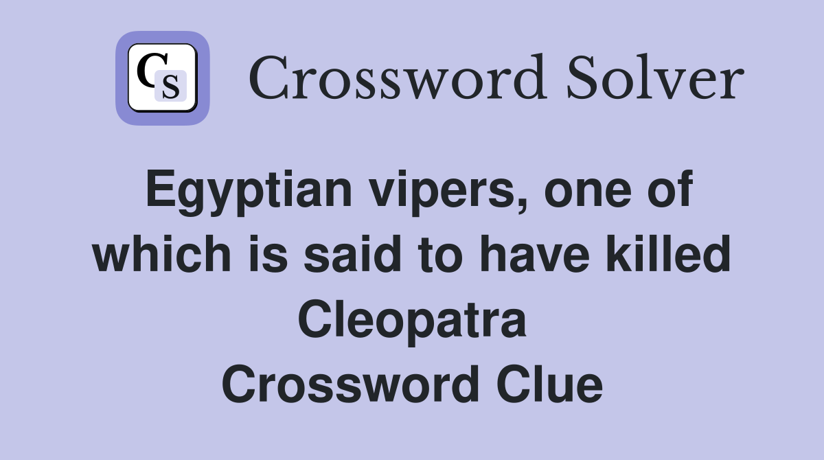Egyptian vipers, one of which is said to have killed Cleopatra Crossword Clue