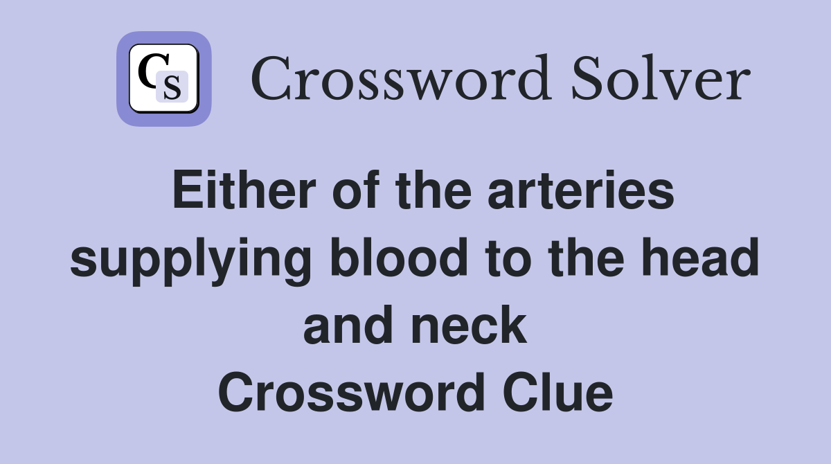 Either of the arteries supplying blood to the head and neck Crossword Clue