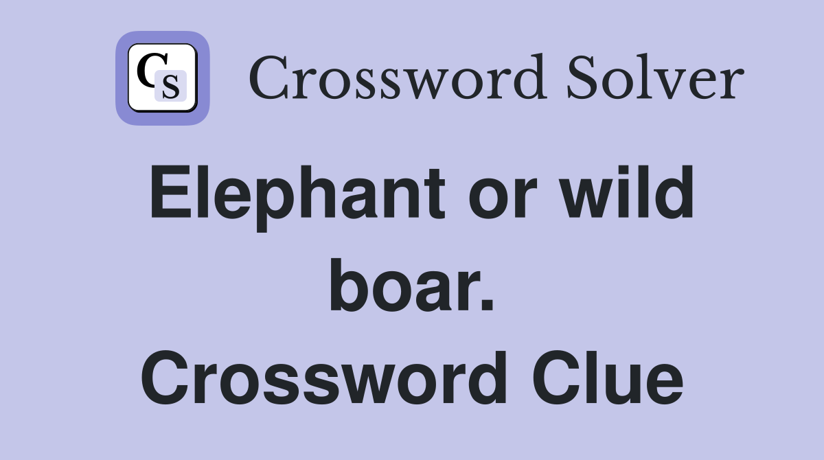 Elephant or wild boar. Crossword Clue
