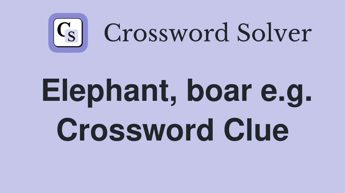 Elephant, boar e.g. Crossword Clue