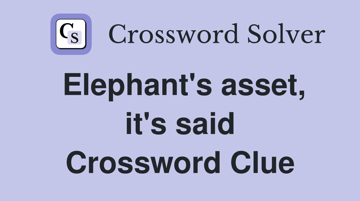 Elephant's asset, it's said Crossword Clue