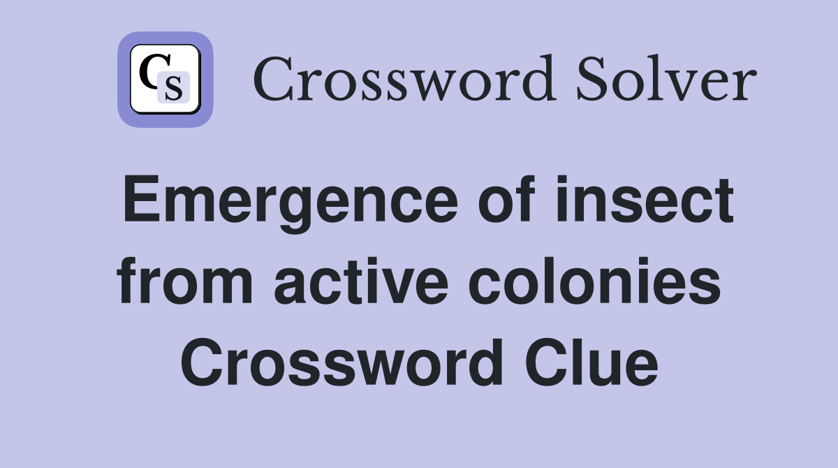 Emergence of insect from active colonies Crossword Clue
