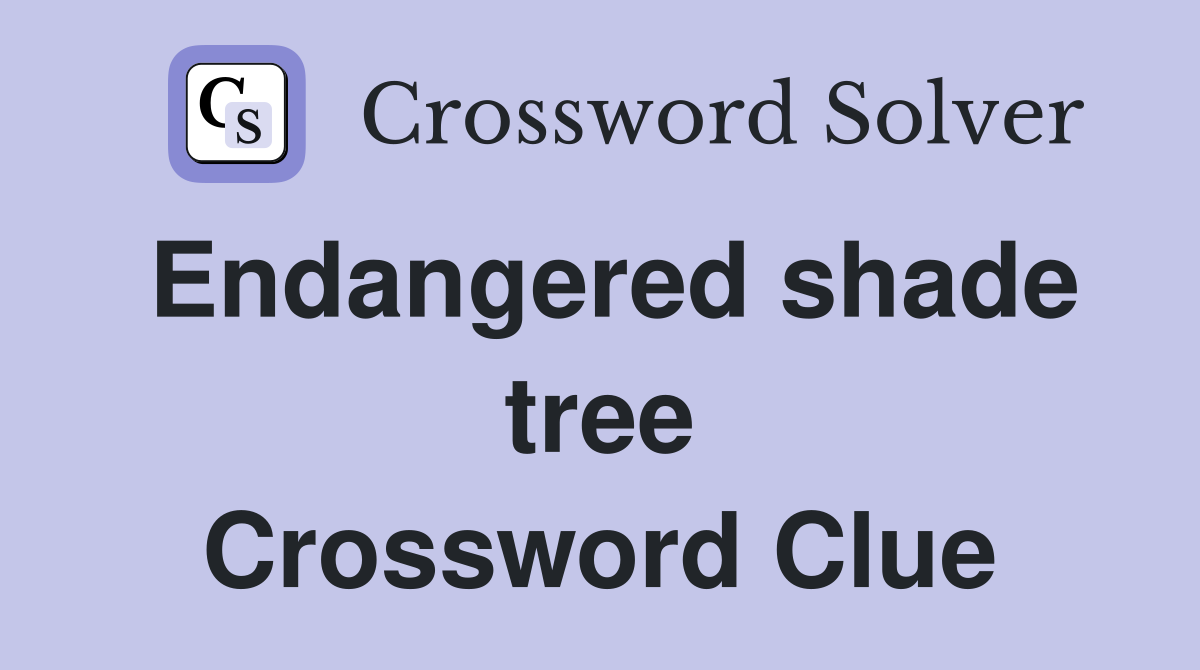 Endangered shade tree Crossword Clue