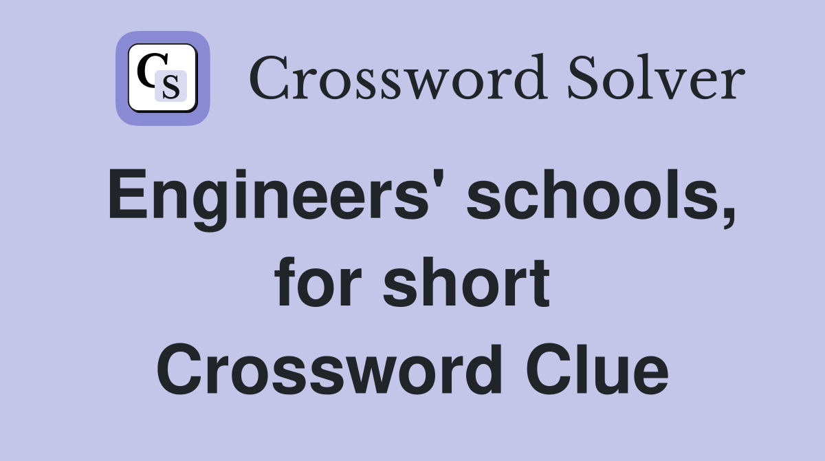 Engineers' schools, for short Crossword Clue